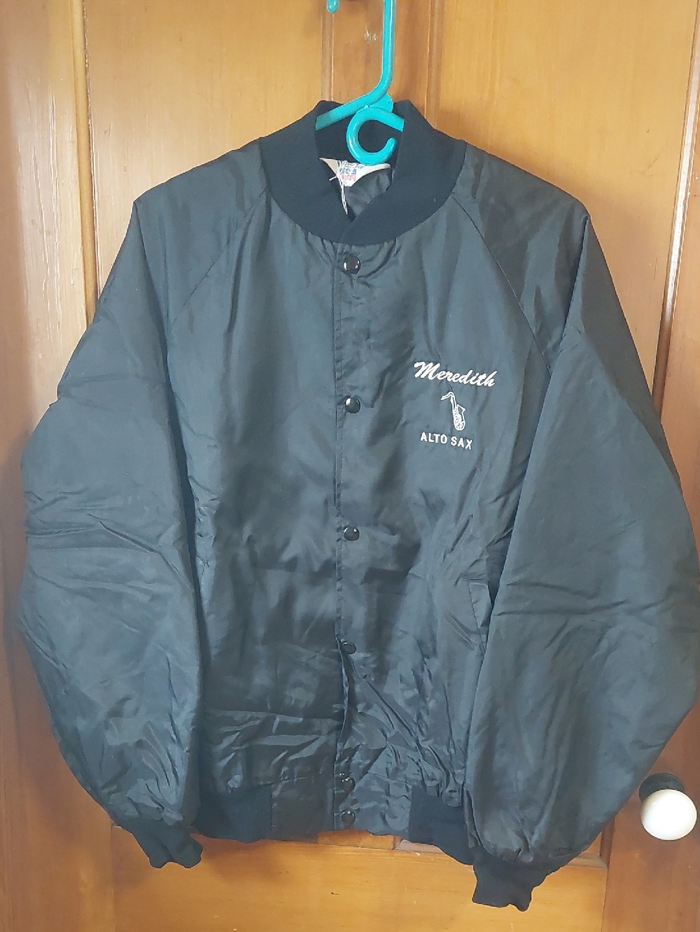 Meredith Black Alto Sax Embroidered Bomber Jacket